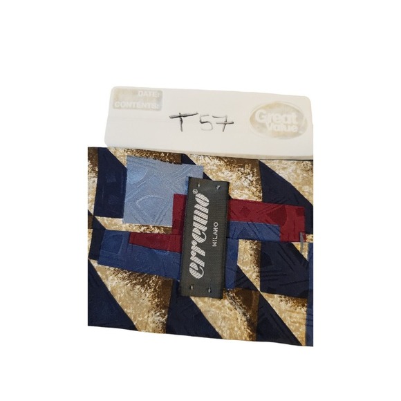 Erreuno Milano Milan Italy 100% Imported Silk Tie Italian‎ Blue/Red/Gold Necktie - Picture 14 of 14